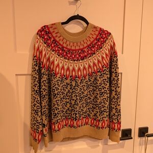 Charter Club Leopard Print And Red Knit Sweater